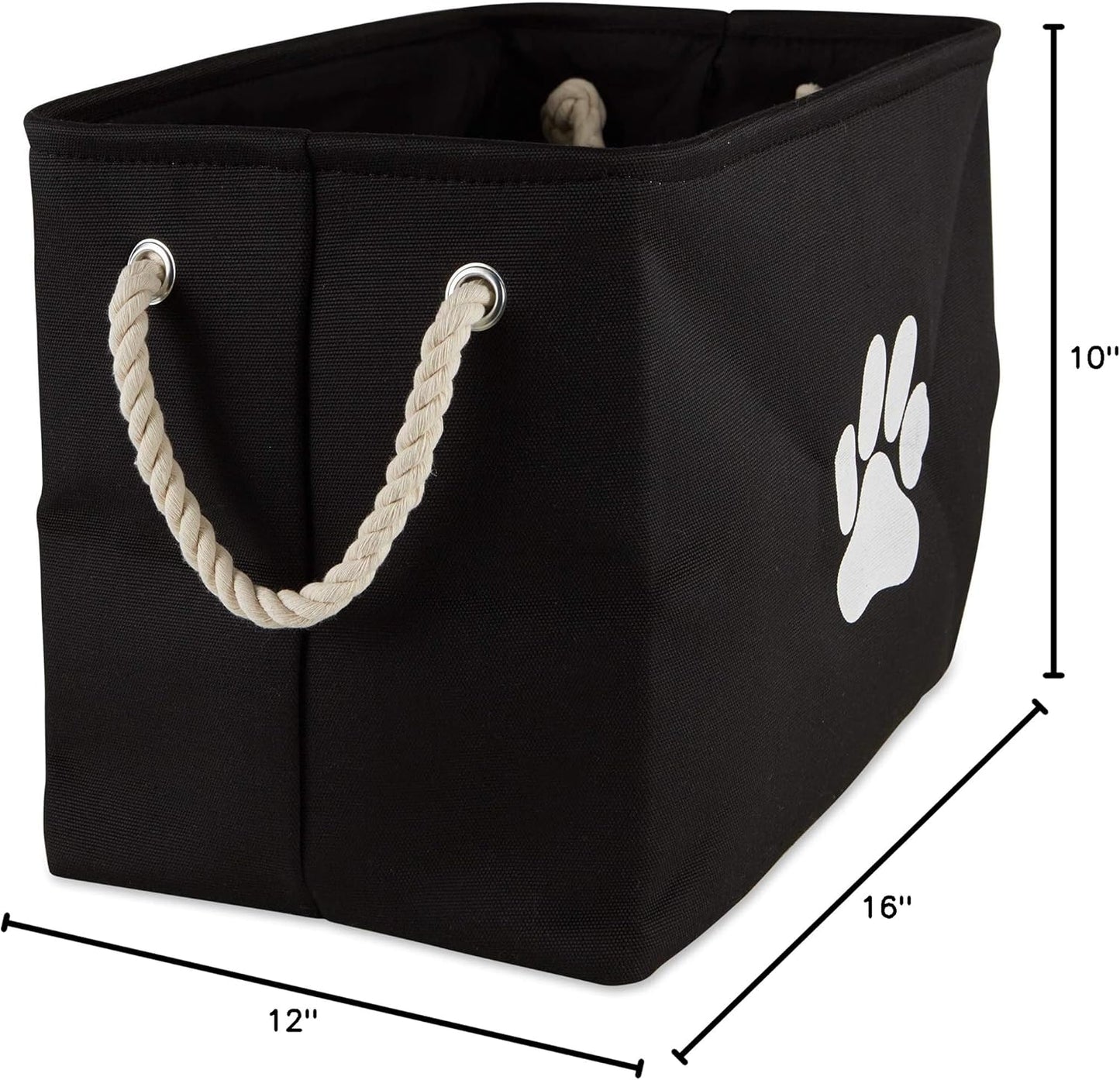 Bone Dry Pet Storage Collection Collapsible Bin, Black, Medium Rectangle