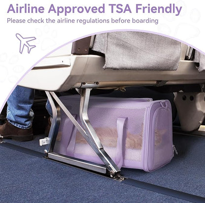 PETSFIT Cat Car Carrier for Small/Medium Cats Dogs, 18"x11"x11" Airline Approved Cat Carrier, with Patent Safety Buckles and Escape-Proof Zipper - Safeguarding Car Travel, Airplane, Vet, Outdoor
