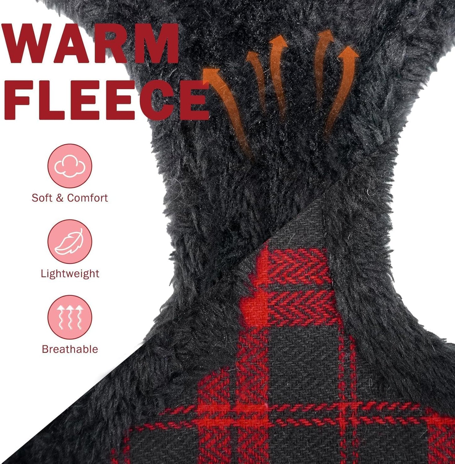 SCENEREAL Small Dog Harness Collar and Leash Set, Warm Fleece No Pull Puppy Vest Harness, Christmas Dog Outfit No Chock Adjustable Step in Pet Halter for Outdoor Walking Training, Red Plaid M