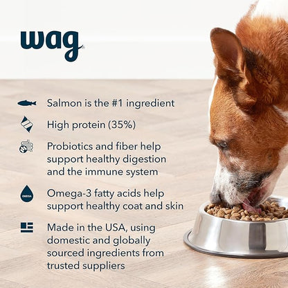 Amazon Brand - Wag Dry Dog Food Grain-Free Salmon & Lentil Recipe, High Protein (24 lb bag)