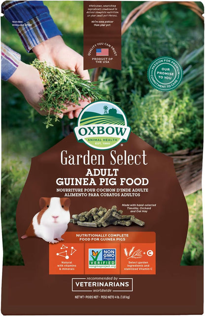 Oxbow Garden Select Adult Guinea Pig Food, Timothy Hay Guinea Pig Pellets, High Fiber for Digestive Health, Vitamin & Mineral Pet Food Pellets, Small Pet Products, Made in USA, 4 lb Bag