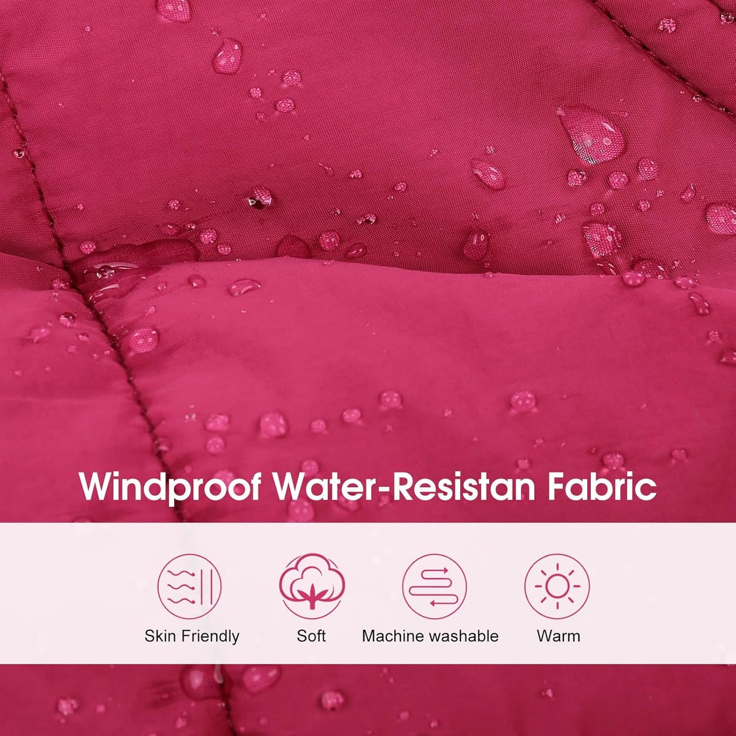 SAWMONG Dog Coat, Warm Dog Winter Coat, Waterproof Fleece Jacket, Cold Weather Dogs Jacket (M,Rosered)