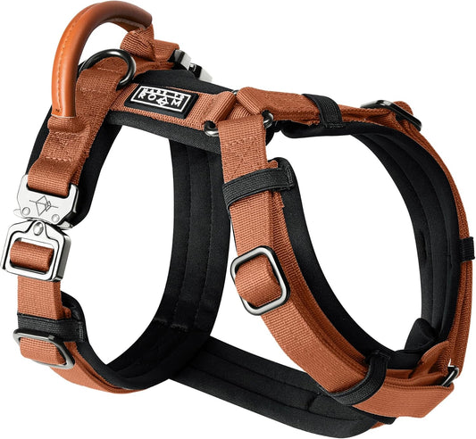 MADE TO ROAM Premium Explorer Harness - Y-Shaped Dog Harness with Adjustable Durable Nylon, Soft Padding, Metal Buckles and Leather Handle for Small, Medium, Large Dogs (Nevada Evening, Size 4)