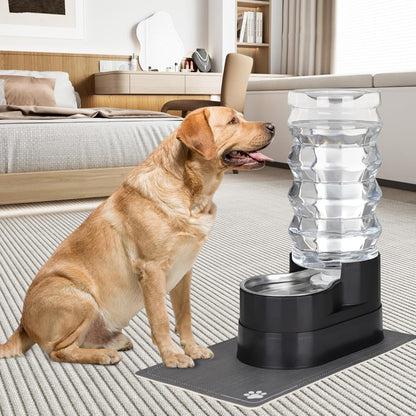 RIZZARI Dog Water Dispenser Bowl: 9L Large Black Automatic Stainless Steel Pet Feeder - for Dogs Good for Joint Health - Garden Garage