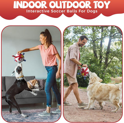 QDAN Dog Toys Soccer Ball with Straps - Durable Extra Large Dog Balls, Beach Pool Water Toys, Herding Balls (9 Inch)