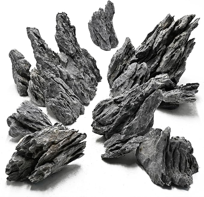 Unocho Seiryu Stone Aquarium Rocks 40LB Natural Fish Tank Rocks for Aquascaping Garden Landscaping Decoration Paludarium Amphibian Enclosures(3–12 Inches)