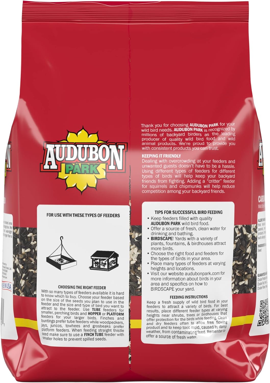 Audubon Park Cardinal Blend Wild Bird Food, Cardinal Bird Seed for Outside Feeders, 4-Pound Bag