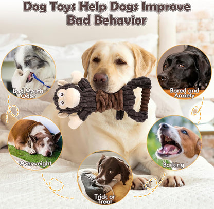 Plush Dog Toy with Crinkle Paper, Tug of War Pull Interactive Toys for Puppies to Large Dogs