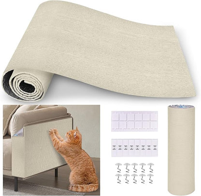 Upgrade Cat Scratch Furniture Protector, Trimmable Adhesive Couch Corner Scratcher Protector from Claws, DIY Cat Proof Sofa Cover Anti-Scratch Furniture Guards for Indoor (Beige, 47.2 * 15.8)