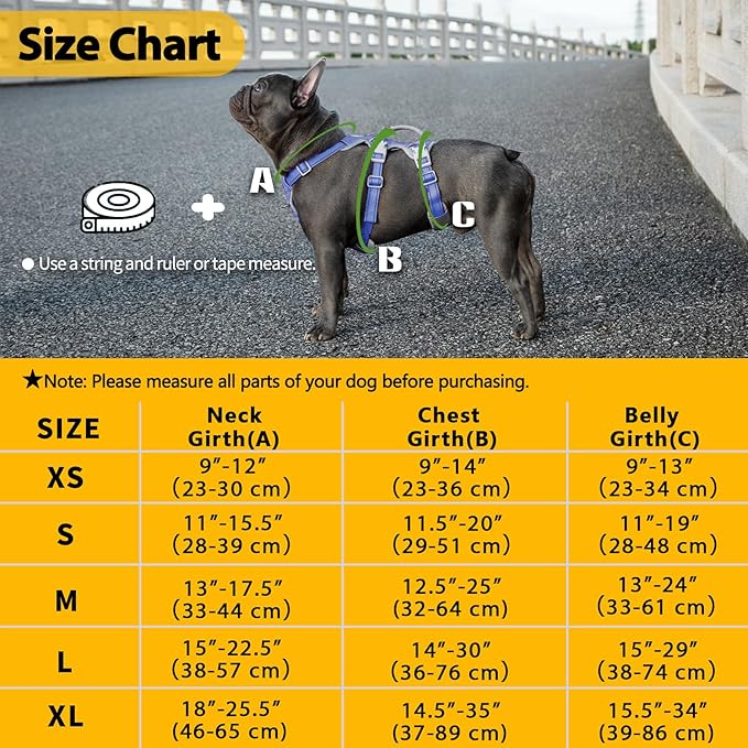 Huntboo Escape Proof Harness, No Slip Dog Harness Escape Proof,Fully Reflective Harness with Handle, Breathable,Durable, Adjustable Vest for Medium Dogs Walking,Training,and Running Gear(Vista Blue,M)