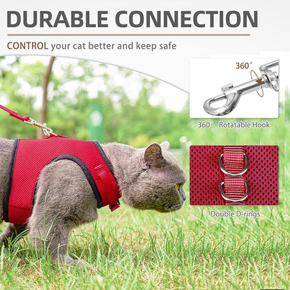 PUPTECK Soft Mesh Cat Vest Harness and Leash Set Puppy Padded Pet Harnesses Escape Proof for Cats Small Dogs Rabbits Bunny