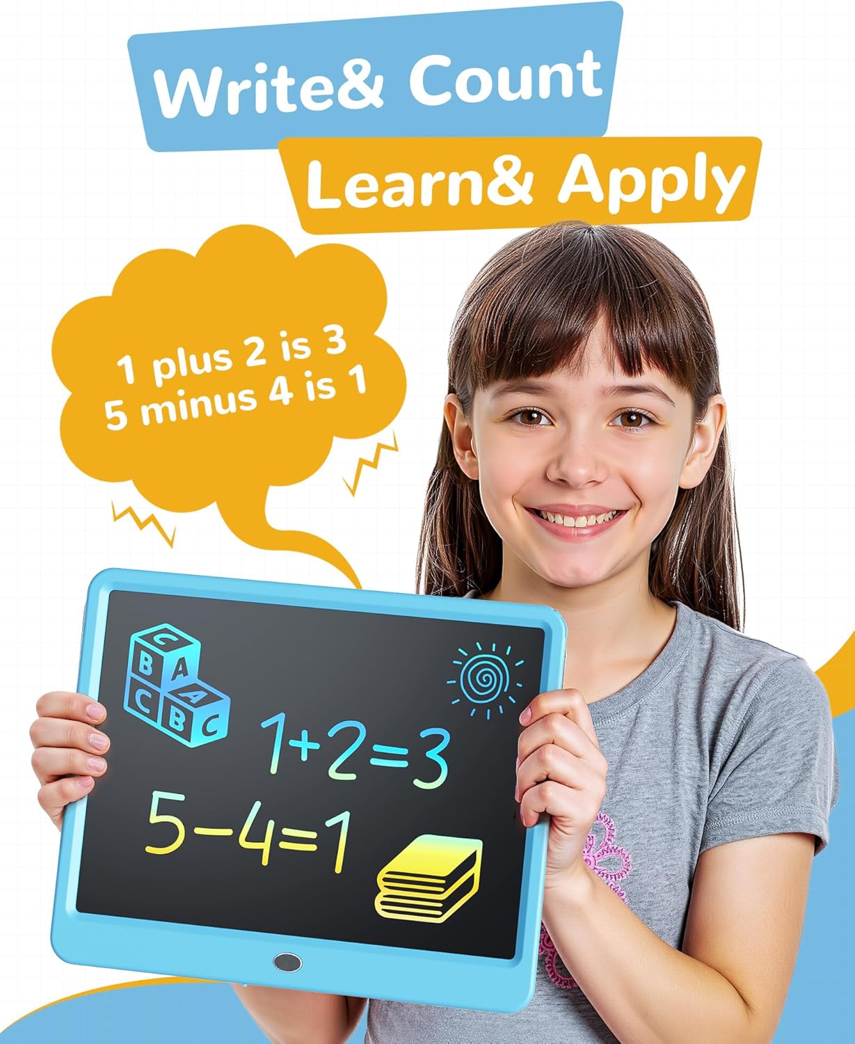 KOKODI LCD Writing Tablet, 12 Inch Colorful Toddler Doodle Board Drawing Tablet, Erasable Reusable Electronic Drawing Pads, Educational and Learning Toy for 3-6 Years Old Boy and Girls(Blue)