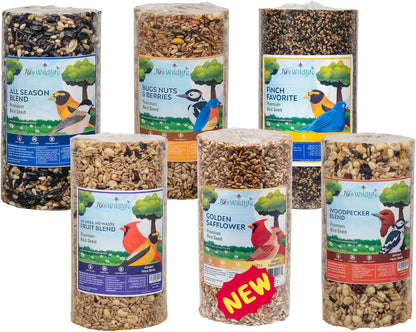 JCs Wildlife 6 Pack Premium Bird Seed Blend Small Cylinder with Hole Variety Pack