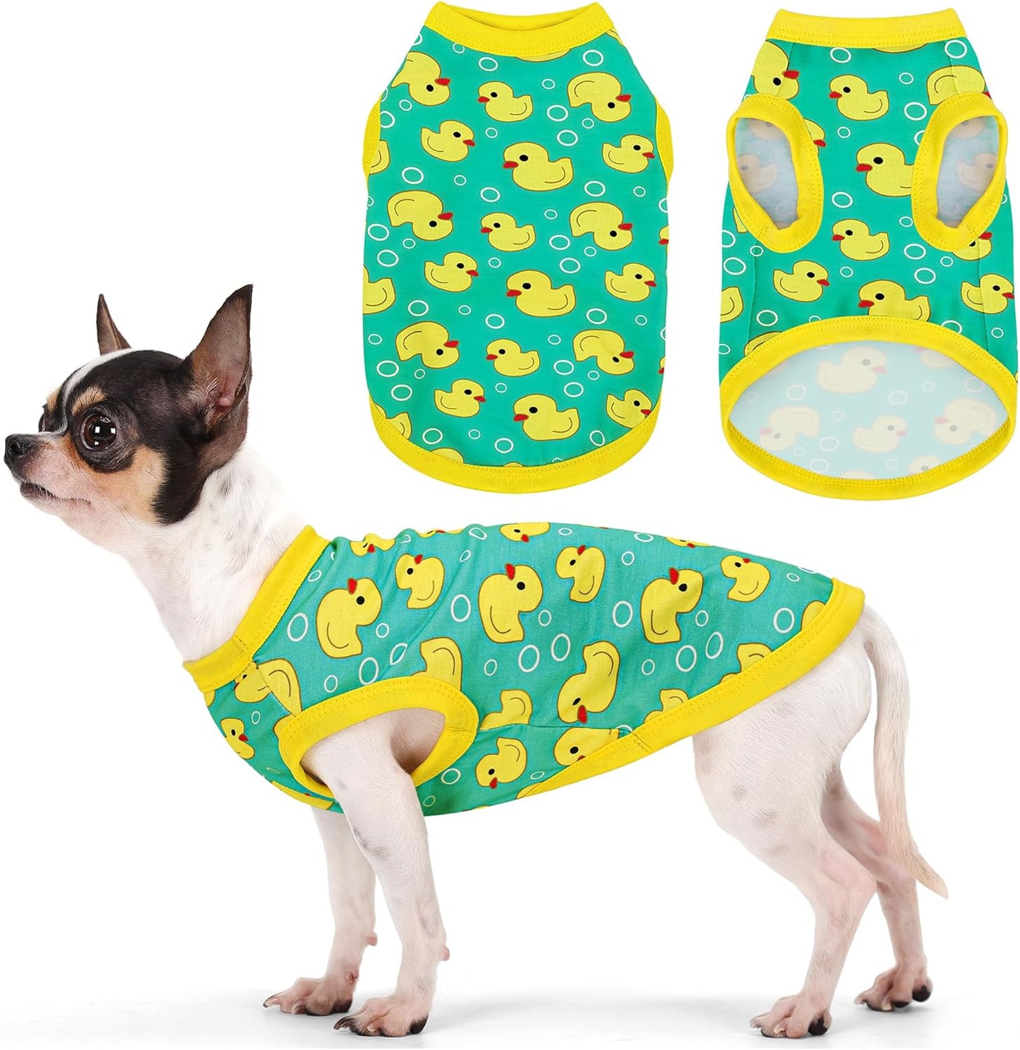 Adorable Yellow Duck Dog Shirt: Lightweight Polyester Cartoon Puppy Vest, Small Medium & Large Dog T-Shirt, Summer Pet Clothes, Cute Dog Apparel, Breathable Dog Tank Top L