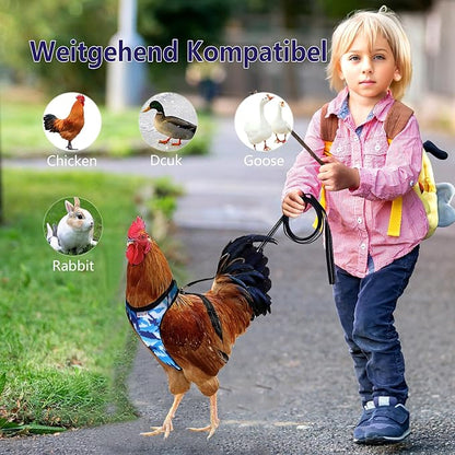 Premium Adjustable Chicken Harness with Camouflage Design & Comfortable Breathable Fabric - Includes Resilient 5.4ft Matching Leash for Secure Outing (Medium Camouflage Blue)