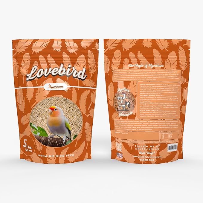 Mycelium Premium Millet – Organic, Non-GMO, High Nutritional Value Bird Food for Lovebirds, Sourced from Local USA Farms, Sustainable Farming, 5 lbs