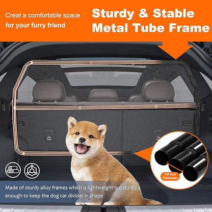 Dog Barrier for Cargo Area, 46" Wide See Through Vehicle Car Hatchback Dog Car Net Barrier, Dog Car Net Mesh for 3rd Row Seat,Back Seat Car Divider Barrier Restraint Fence Trunk Shield for Car