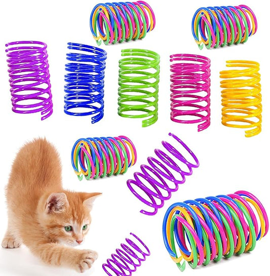 Cat Spring Toys, Bouncy Coil Kitty Cats Spiral Spring Toy for Indoor Cats Heavy Interactive Cat Toys Springy Chew Toys Colorful Springs Cat Toy for Biting, Swatting, Hunting Entertainment Kitten Toys
