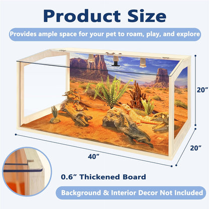 PROLEE Bearded Dragon Tank,Lizard Tank with Clear Tempered Glass Roof,Anti-Scratch Reptile Enclosure, Snake Tank and Reptile Tank,Built-in Light Fixtures with Switch (65 Gallons)