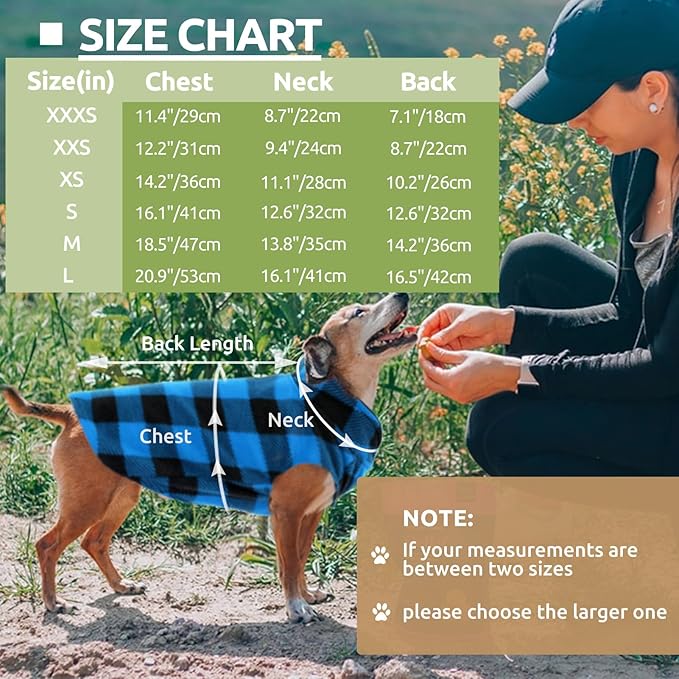 KAMA BRIDAL Spring Autumn Winter Coat Pullover Fleece Vest for Cats Small and Medium Dogs Thin Sweater Blue & Black Plaid (Blue, S)
