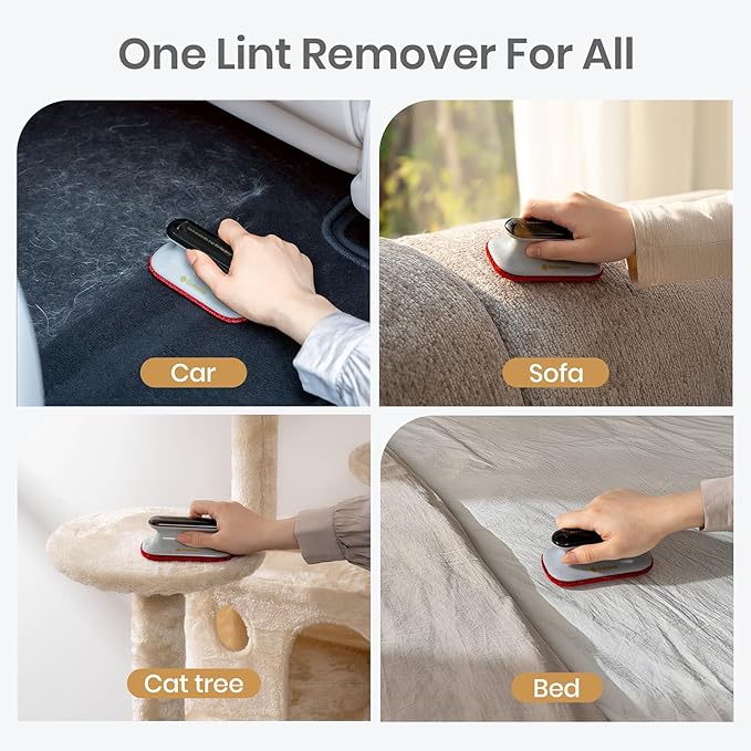 DELOMO Upgraded Pet Hair Removal Tool for Car, Mini Dog Hair Remover for Car Detailing, Pet Hair Remover Brush for Auto Detailing, Furniture, Carpet, Lint, Pet Hair Eraser (Size: 4.72" L × 2.76" W)