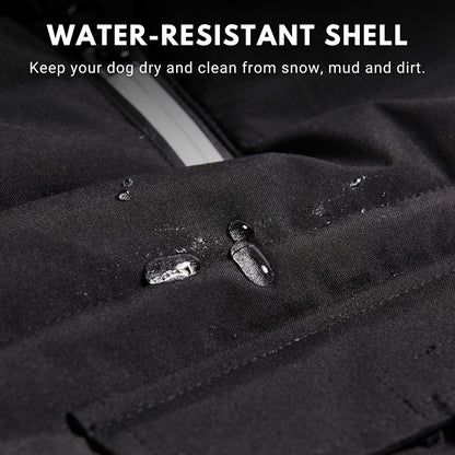 Spark Paws Dog Winter Jacket, Water-Resistant Coat, Warm Reflective Windproof Fleece-Interior, for Medium and Large Dogs - Black - 4XL