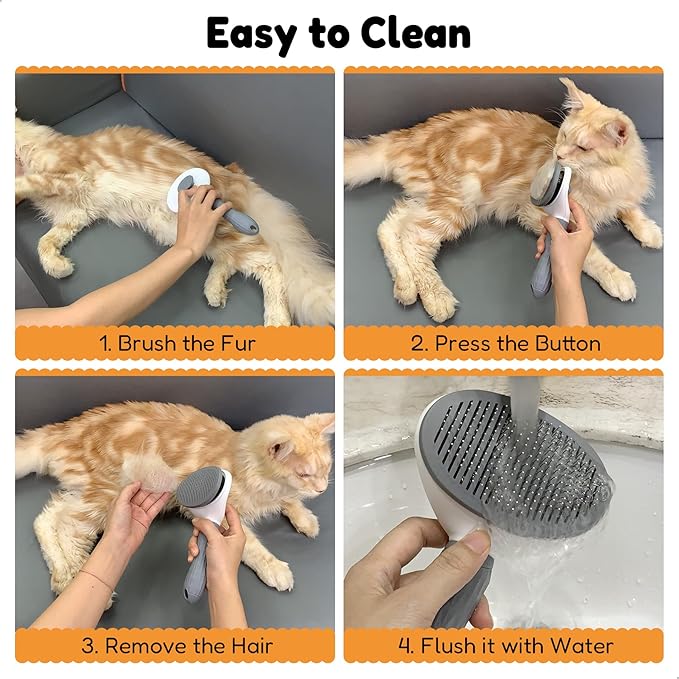 Self Cleaning Cat Brush Dog Hair Brush for Shedding, Self Cleaning Pet Grooming Brush, Skin Friendly Grooming Tool, Pet Hair Removal Comb Suitable for Dog Cat and Rabbit