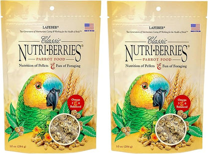 LAFEBER'S Classic Nutri-Berries Pet Bird Food, Made with Non-GMO and Human-Grade Ingredients, for Parrots (10 oz Pack of 2)