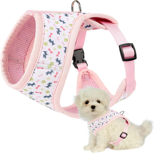 Mile High Life Step in Dog Harness for Small Dogs No Pull, Easy Get on Air Mesh Vest Harness, Adjustable Easy Closures Both Neck and Chest (Pink, M Chest 15.7"-23.2")