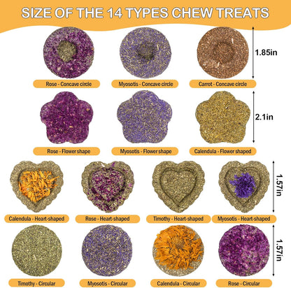 BESENL 36PCS Guinea Pig Hay Food Natural Rabbit Chew Toys for Teeth，Hamster Toys, Bunny Chew Toys Timothy Hay Treats for Rabbits Chinchillas Rats, Small Animals Teeth Grinding