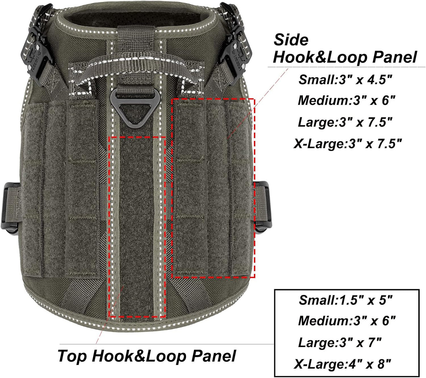 ICEFANG Tactical Dog Harness, Small Size,2X Metal Buckle,Working Dog MOLLE Vest with Handle,No Pulling Front Leash Clip,Hook and Loop Panel (Green,S (Pack of 1))