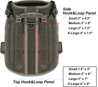 ICEFANG Tactical Dog Harness, Small Size,2X Metal Buckle,Working Dog MOLLE Vest with Handle,No Pulling Front Leash Clip,Hook and Loop Panel (Green,S (Pack of 1))
