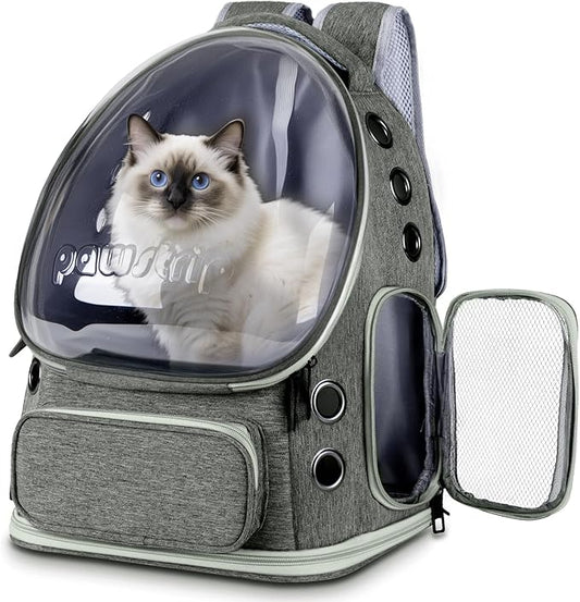 Cat Backpack Carrier with Bubble Window, Breathable & Foldable Pet Travel Carrier for Small Dogs and Cats, Airline-Approved for Hiking & Outdoor Use