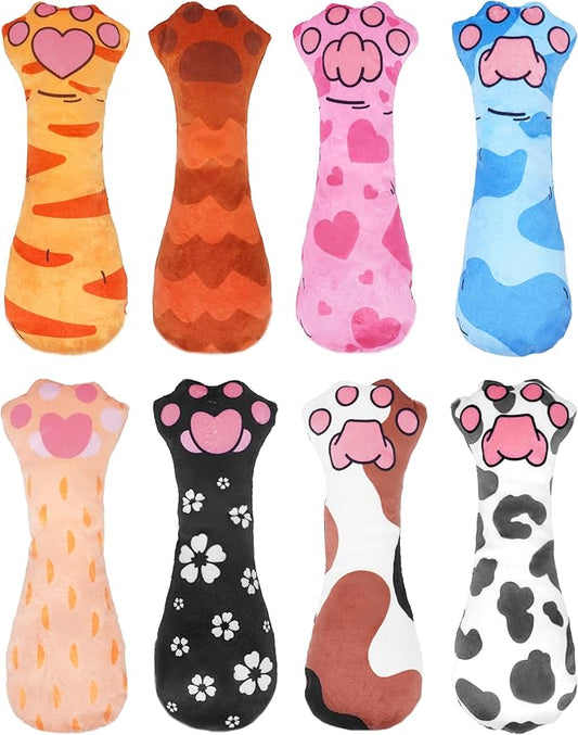 PET SHOW 8 Pack Cat Kicker Toys with Catnip Crinkle Sound Toys for Indoor Cats Colorful Stuffed Kitten Paw Shape Natural Interactive Toy Pet Kitty