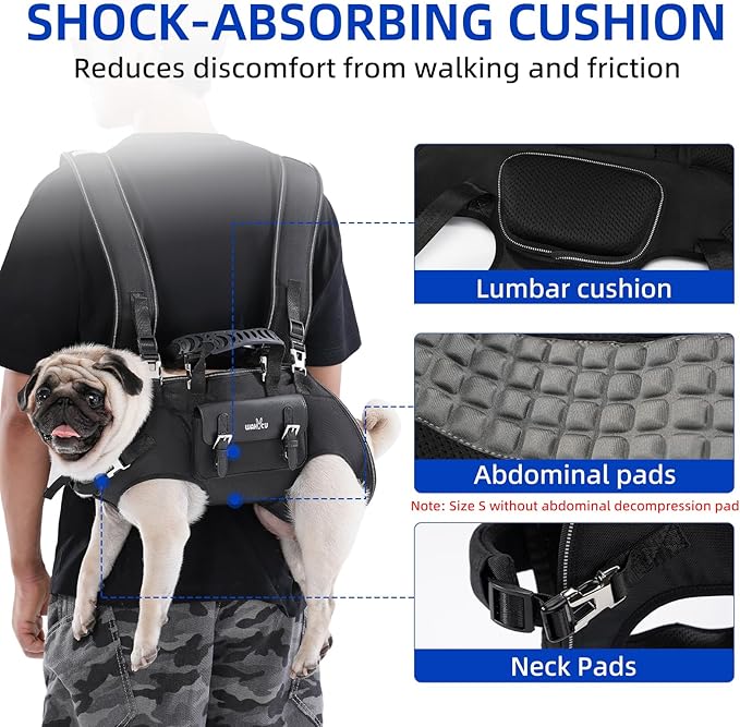 Dog Backpack Carrier for Dogs,Dog Lift Harness,Adjustable Padded Breathable Straps for Dogs, Disabled, Joint Injuries, Arthritis,XXL