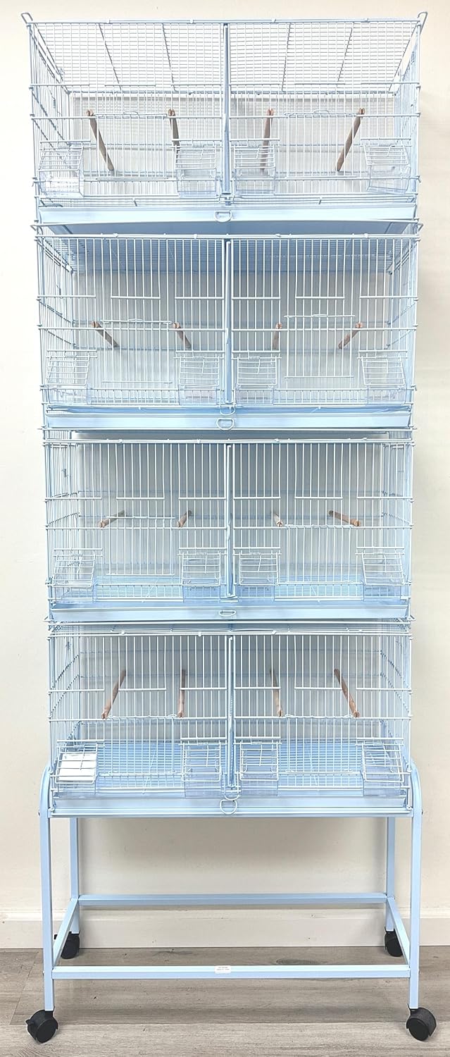 Lot of 4 Stackable Breeder Bird Flight Cage Side Breeding Nest Door with Removable Center Divider Side Breeding Nesting Box Door with Removable Rolling Stand