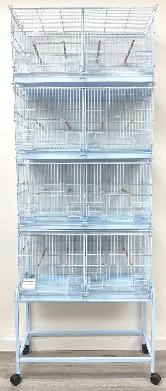 Lot of 4 Stackable Breeder Bird Flight Cage Side Breeding Nest Door with Removable Center Divider Side Breeding Nesting Box Door with Removable Rolling Stand