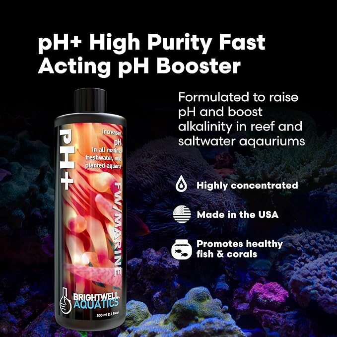 Brightwell Aquatics pH+ Alkalinity and pH Booster for Marine & Reef Aquariums Increases pH and KH Stability for Coral Growth and Enhances Carbonate Levels, 2L