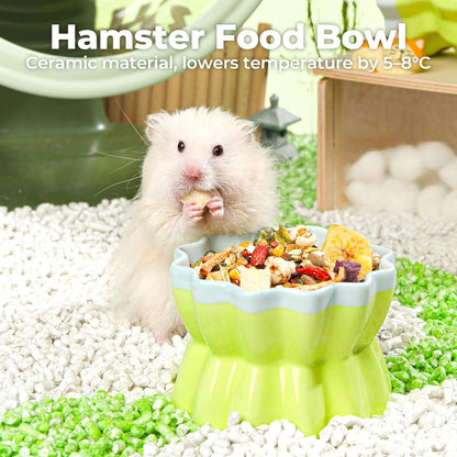 mini&moe Hamster Food Bowl - Ceramic Guinea Pig Bowl Anti-Turning Small Pet Food Feeding Dish for Rabbit Rat Gerbil Mouse Chinchilla
