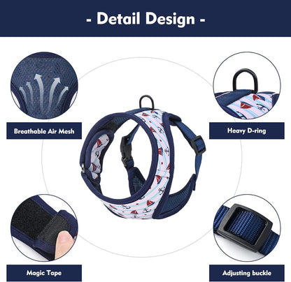 Mile High Life Step in Dog Harness for Small Dogs No Pull, Easy Get on Air Mesh Vest Harness, Adjustable Easy Closures Both Neck and Chest (White, XS Chest 11.4"-16.1")