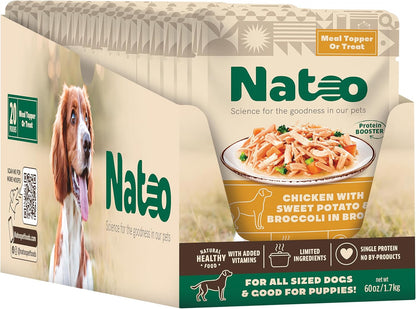 NATOO Dog Food Topper for Picky Eaters & Dog Treat (Chicken with Sweet Potato & Broccoli), Dog Toppers for Dry Food, Wet Meal Toppers for Dogs & Puppies, Limited Ingredient Dog Food, 3 oz (Case of 20)