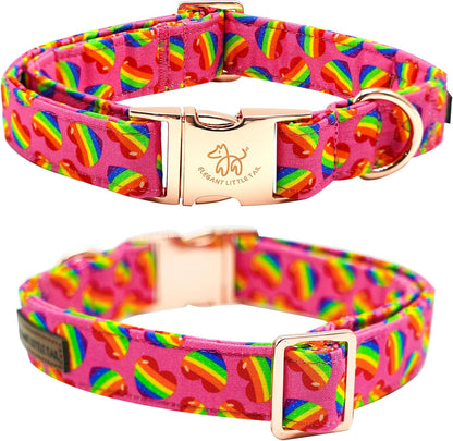 Elegant little tail Dog Collar, Holiday Pet Collar Dog Durable Rainbow Print Dog Collars Girl or Boy Soft Pet Gift Adjustable Dog Collar for Small Medium Large Dogs