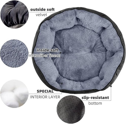 Asvin Medium Dog Bed for Medium Dogs, Large Cat Beds for Indoor Cats, Pet Bed for Puppy and Kitty, Extra Soft & Machine Washable with Anti-Slip & Water-Resistant Oxford Bottom, Black, 25 inches