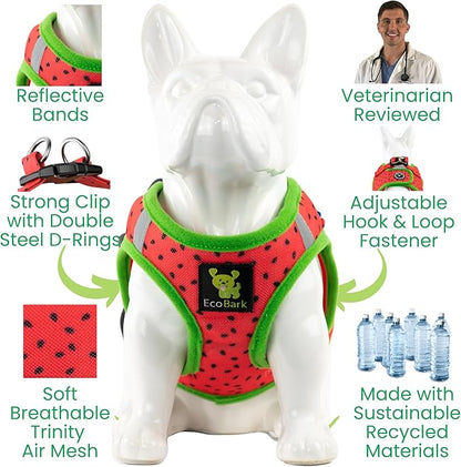 EcoBark Dog Harness - Luxury Step in Dog Harnesses in Watermelon Pattern - Soft & Secure Halter Vest