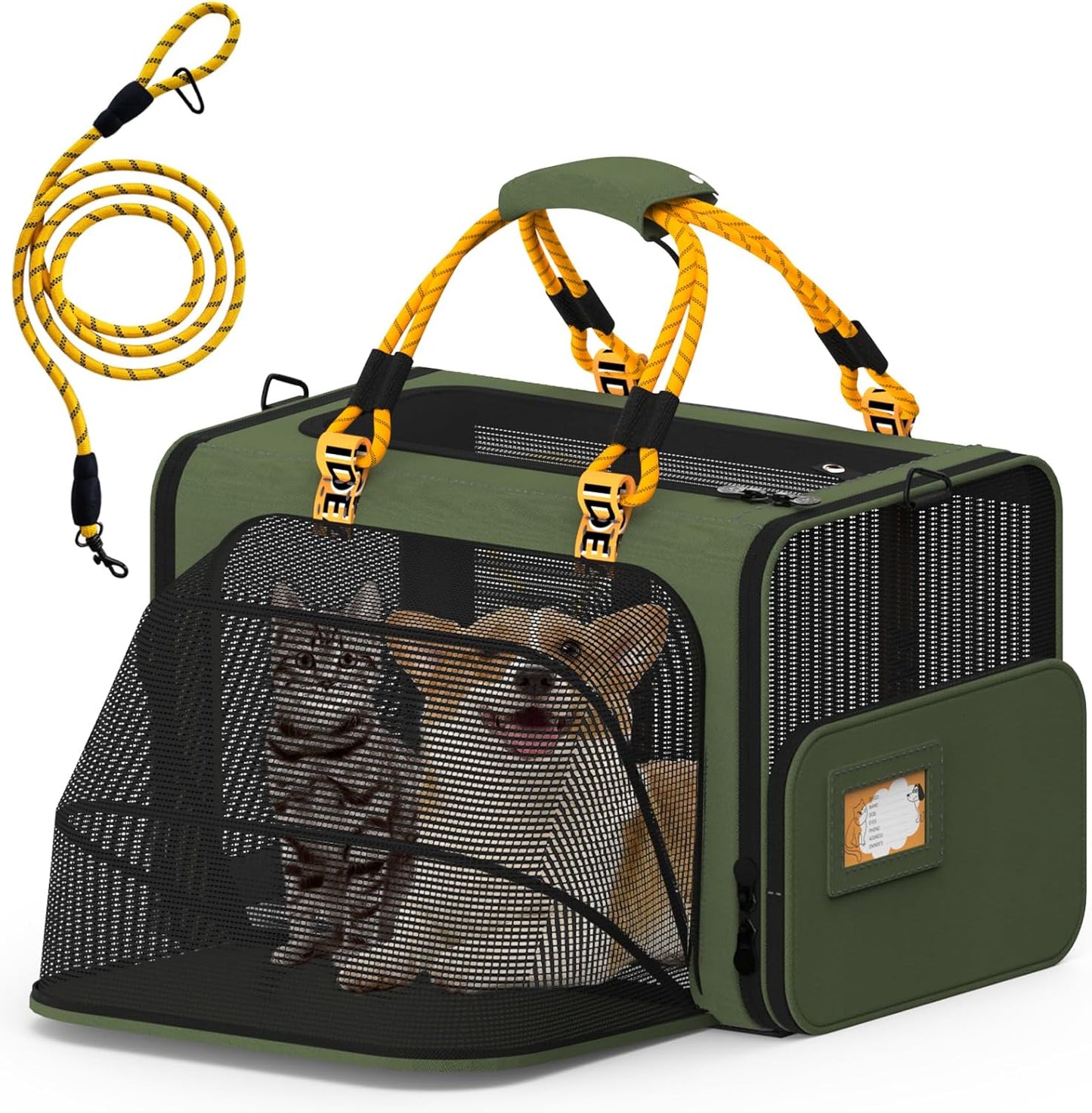 PAWZIDEA Large Pet Carrier Expandable, 24"×16"×16" Soft-Sided Cat Carrier for 2–4 Cats up 55lb, Portable & Collapsible Small Medium Dog Travel Crate for Car, XL Storage Pocket, ID Card, Shoulder Strap