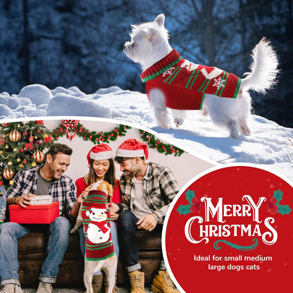 PETCARE Red Snowman Dog Sweater Christmas Dog Sweaters Vest Ugly Snow Xmas Puppy Costume Pet Holiday New Year Fall Winter Clothes for Small Medium Large Dogs Cats Pullover Sweaters Outfits,Large