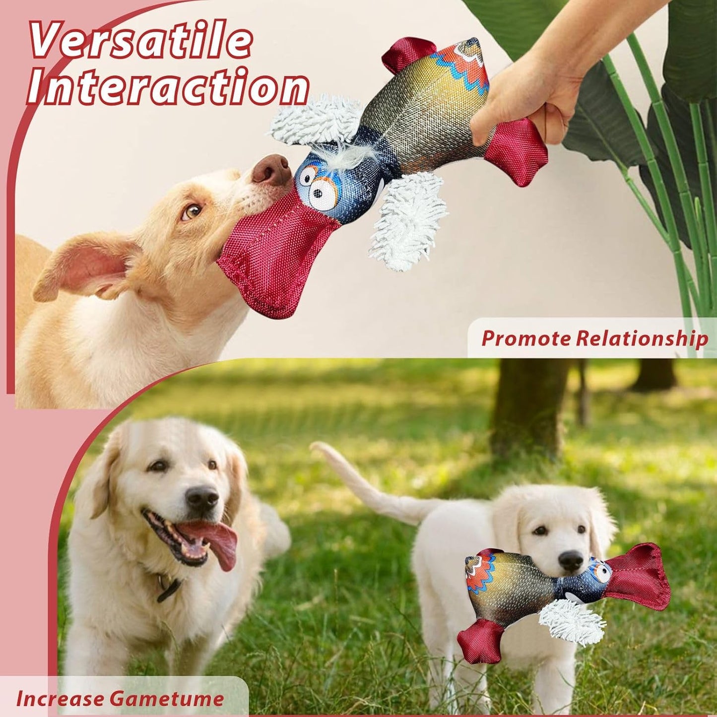 Dog Toy Duck with Squeaker, Best Pet Supplies Crinkle Dog Toy for Small, Medium, and Large,Indoor and Outdoor Dog Interactive Play, Chewing Toys(Red-Billed Duck