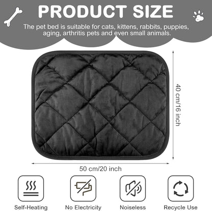 4 Pack Self Heating Cat Pad Self Warming Dog Mat Reflects Body Heat Extra Warm Thermal Pet Pad Washable Dog Cat Bed Crate Bed Mat Blanket(Black,16 x 20 Inch)