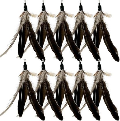 Cat Feather Toys Refills, 10 Pieces Natural Da Bird Feathers Refills, Cat Wand Replacement Feathers for Cat Toy