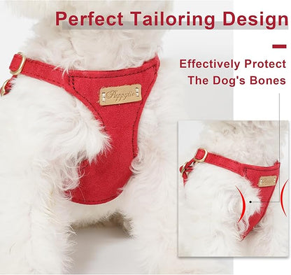 Puppytie No Pull Dog Harness with Multifunction Dog Leash,Soft Adjustable No Choke Escape Proof Pet Harness Vest for Medium Dogs or Large Dogs,red-Camellia,M